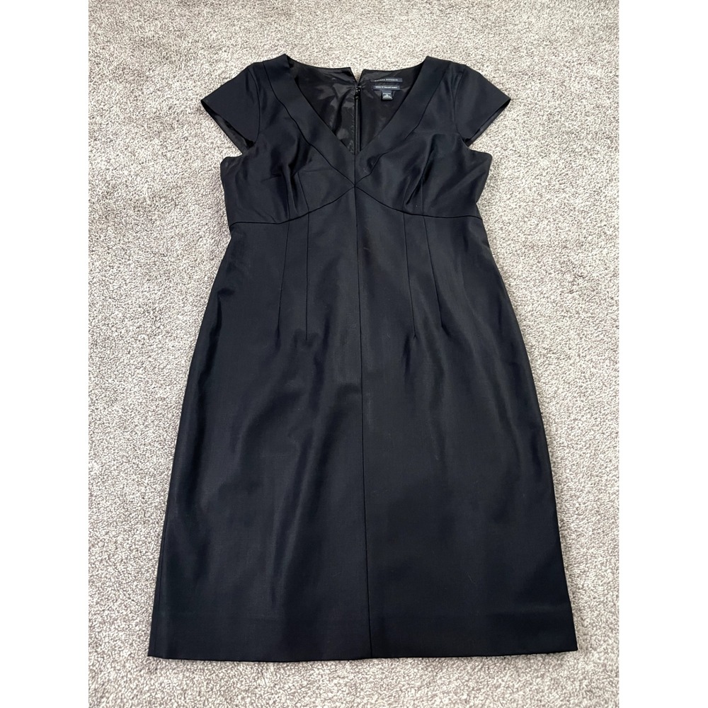 Banana Republic Dress Womens 12 Black LBD Italian Wool Sheath Classic Minimal